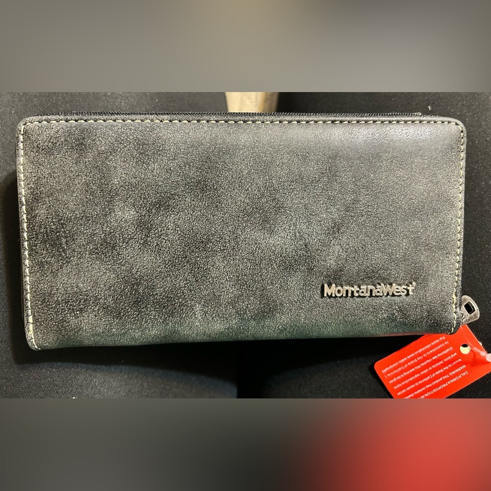 Montana West Gray and Turquoise Studded Wallet - Picture 2 of 7